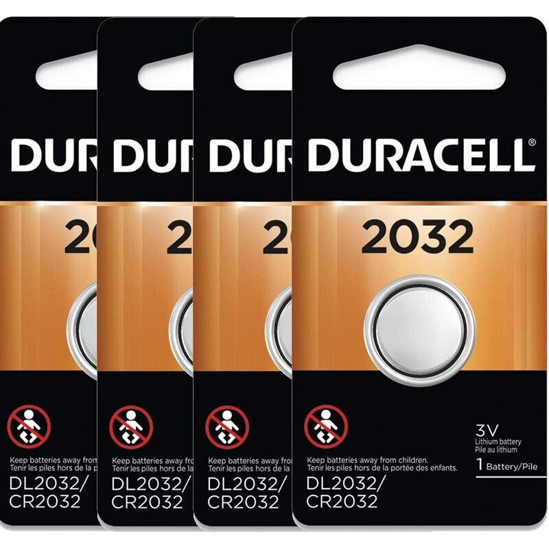 Duracell 2032 3V Lithium Coin Cell Battery, 4 Pack